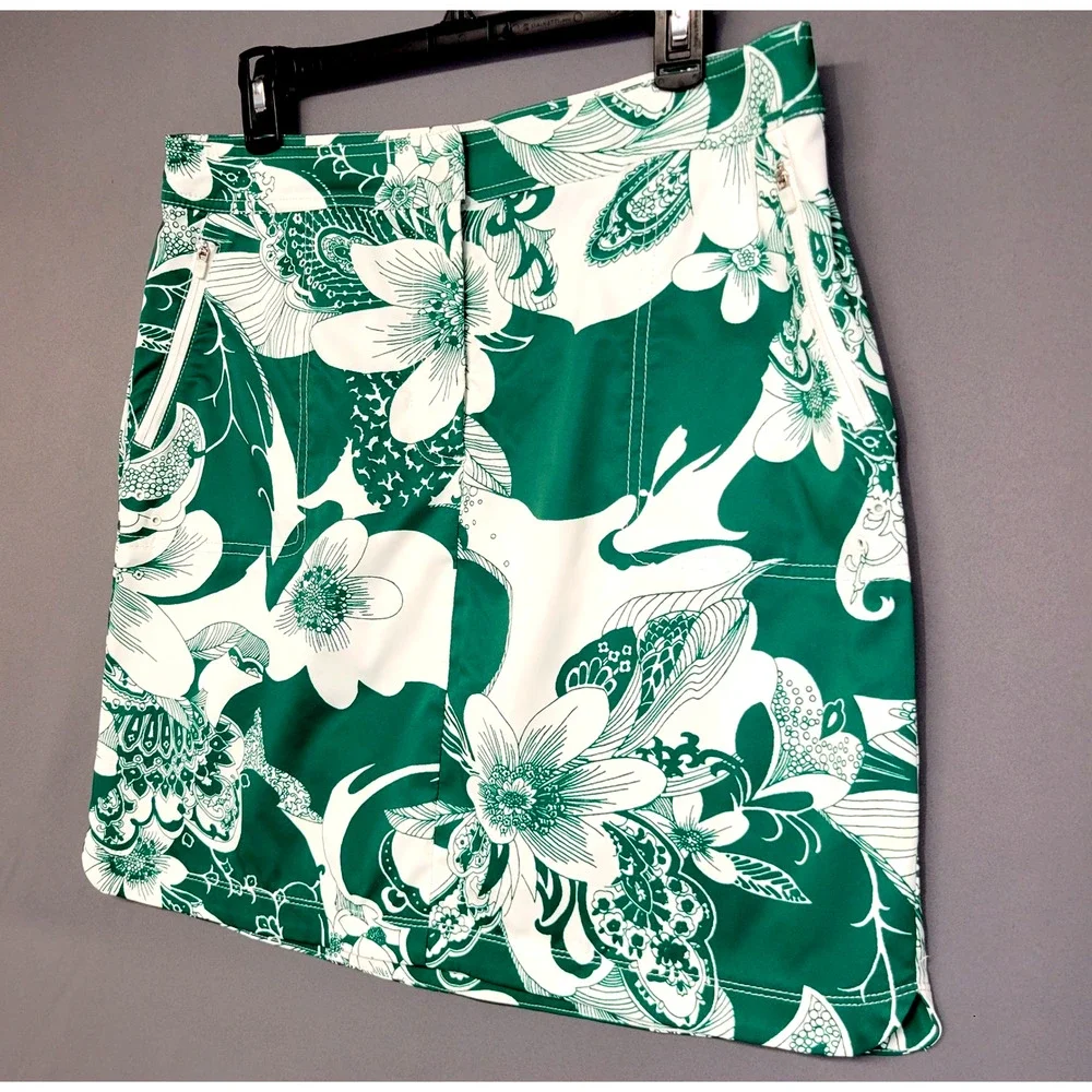 Talbots Skirt Womens 10 Floral Print Zip Pockets Lightweight Golf Outdoor Casual